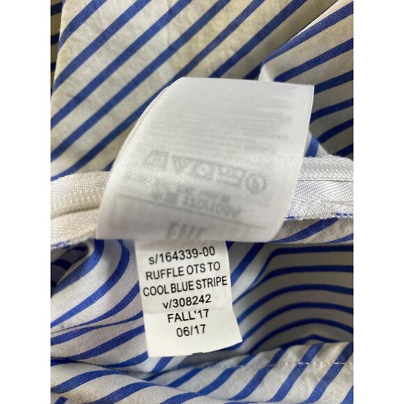 Gap XL Off-The-Shoulder Blue & White Striped Ruffle Blouse 100%‎ Cotton Eighties - Picture 7 of 8